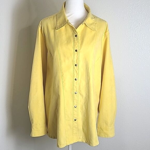 Carolina Colours Yellow Faux Suede Buttondown Jacket/Shirt, Size 18/20W - Picture 1 of 7